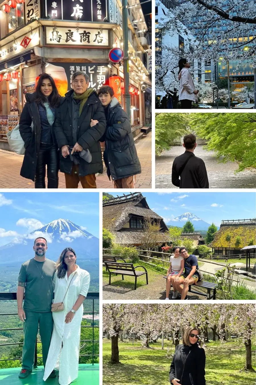Mosaico de viajantes vivendo experiências no Japão