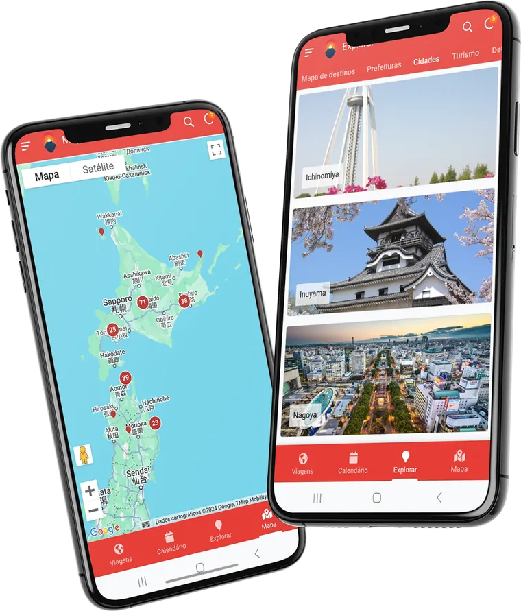 Japan App Planner em dois smartphones