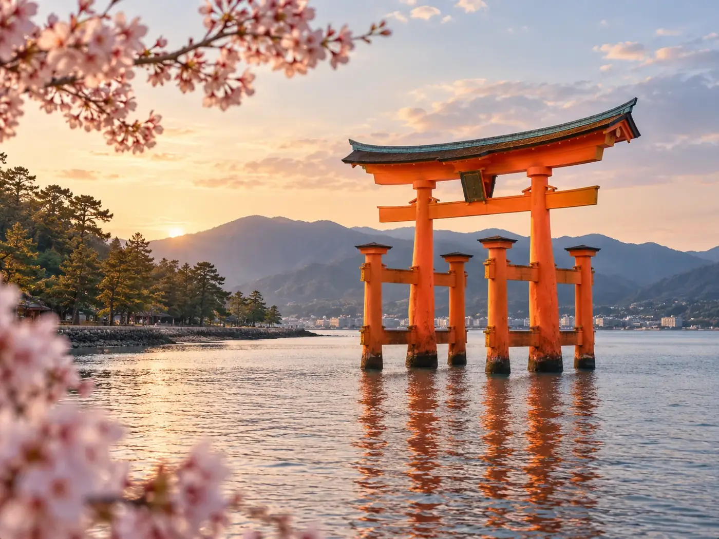 Torii ao entardecer no Japão